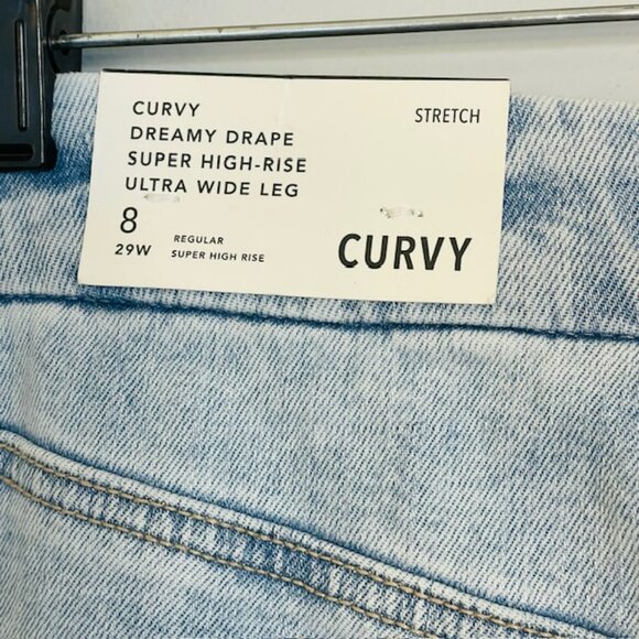 AE Dreamy Drape Baggy Curvy Ultra Wide Leg Jeans High Rise Distressed NWT 29 - Picture 4 of 11